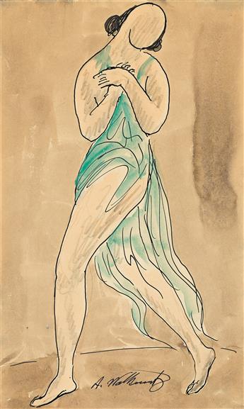 ABRAHAM WALKOWITZ Group of 5 watercolors of Isadora Duncan.